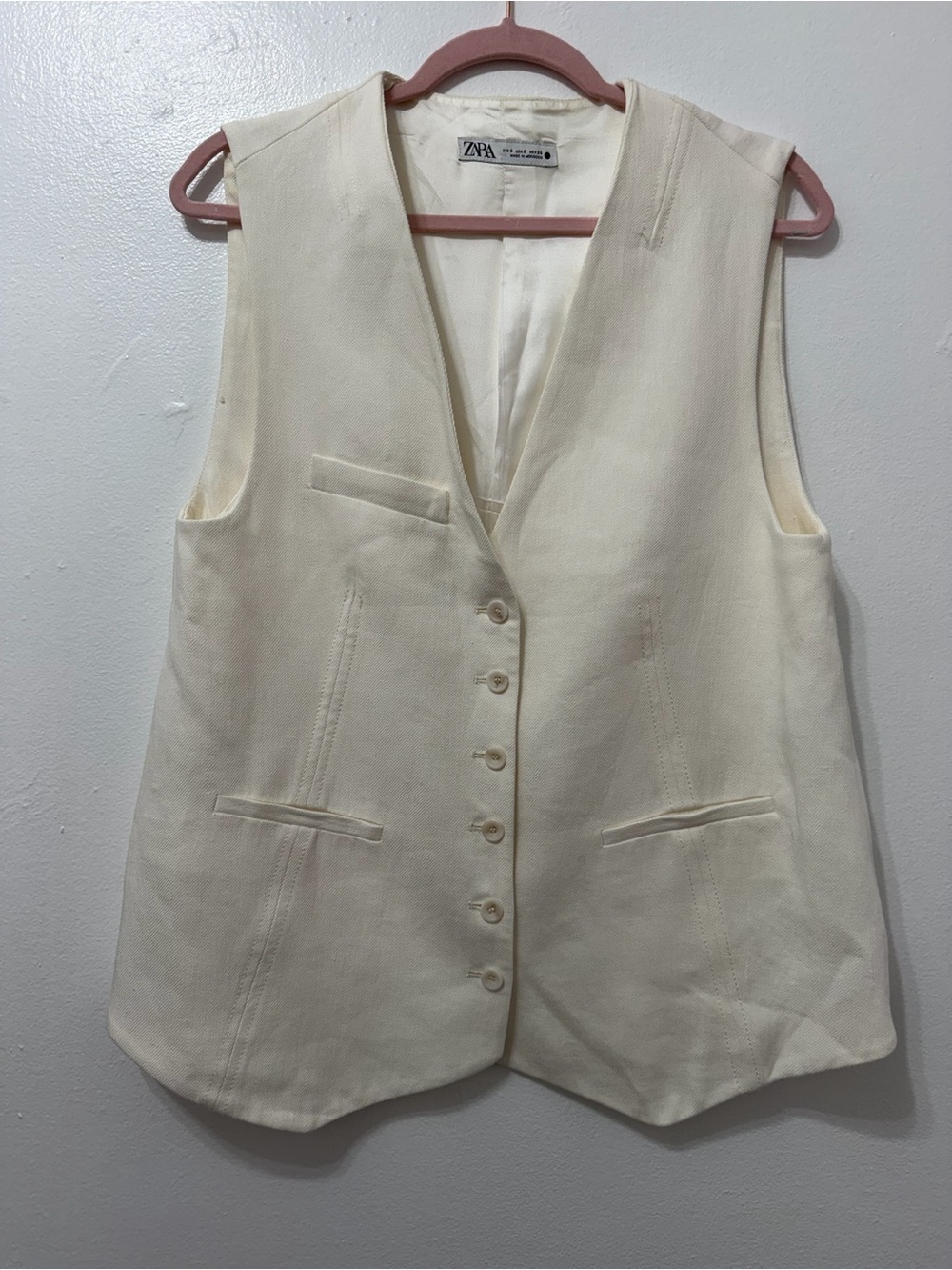 NWOT ZARA Ivory Button-Front Vest